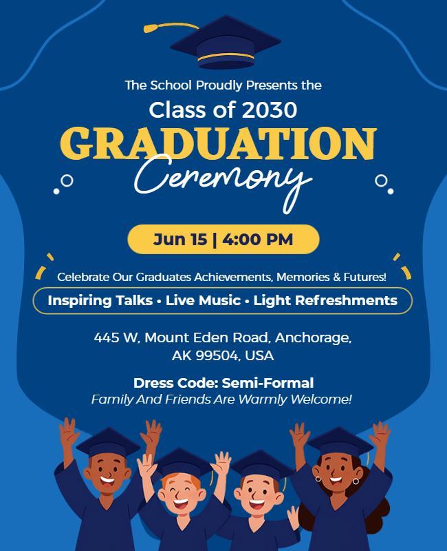 School Graduation Ceremony Invitation Flyer Template