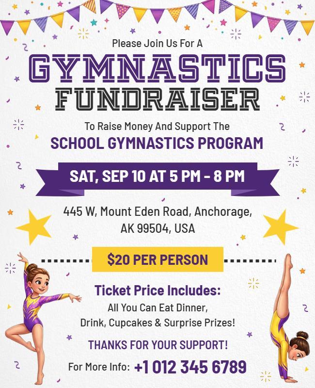School Gymnastics Fundraiser Event Poster Template