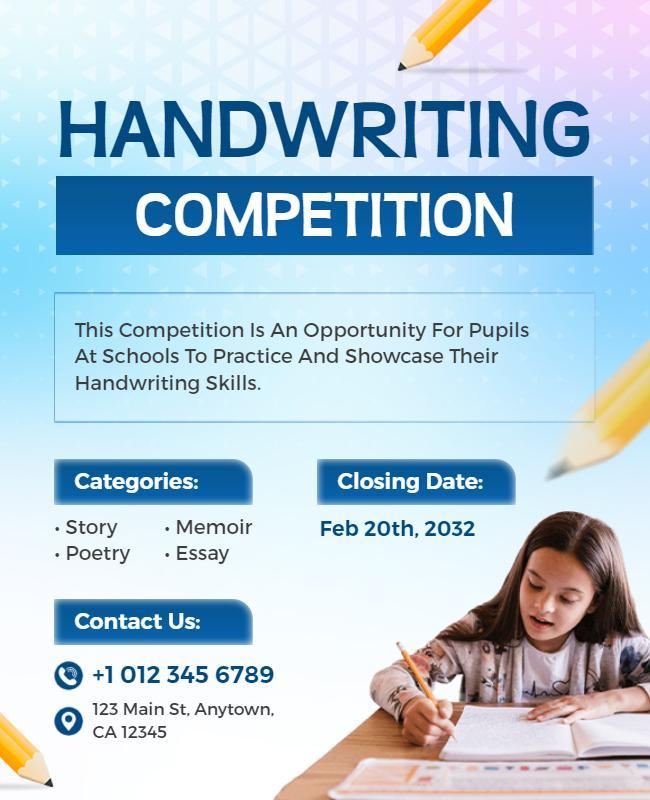 School Handwriting Competition Event Flyer Template