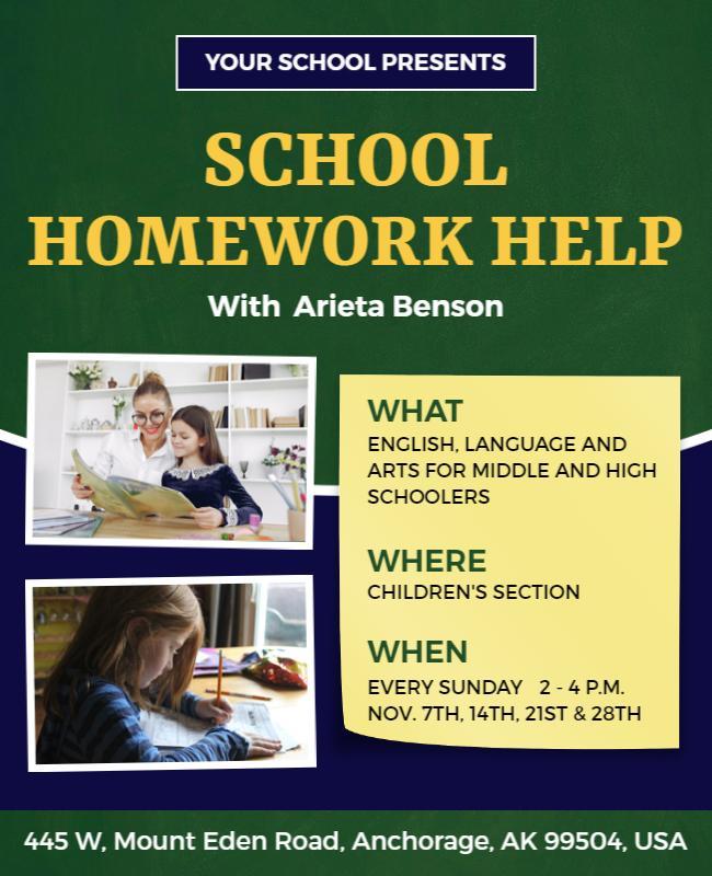 School Homework Help Session Flyer Template