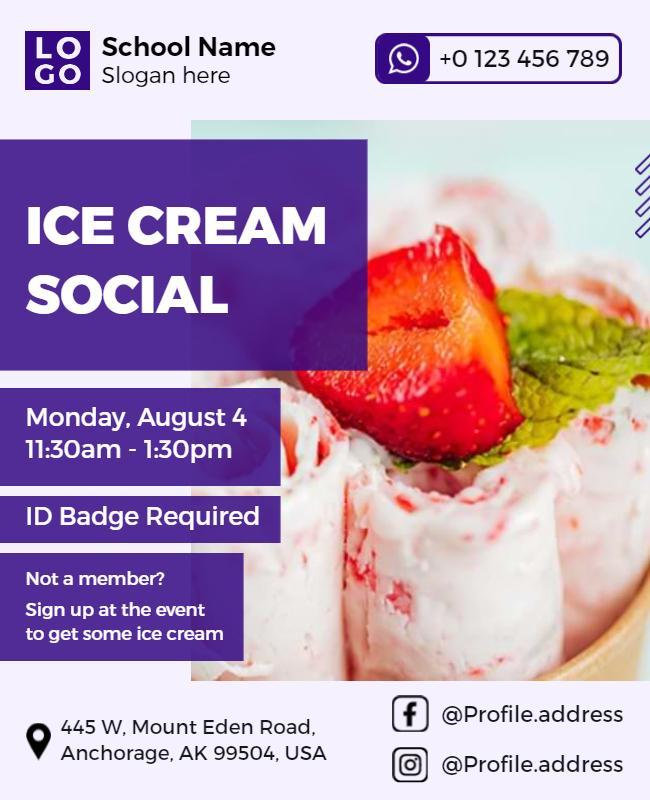 School Ice Cream Social Event Flyer Template