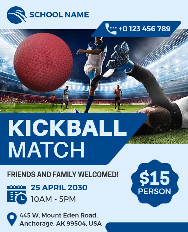 School Kickball Match Event Flyer Template