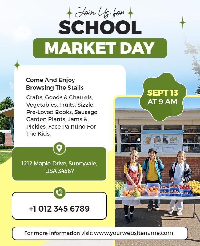 School Market Day Event Flyer Template