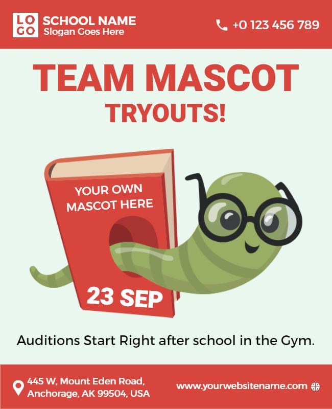 School Mascot Tryouts Announcement Flyer Template