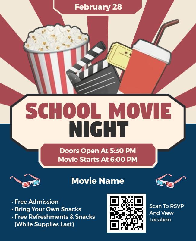 School Movie Night Event Flyer Template