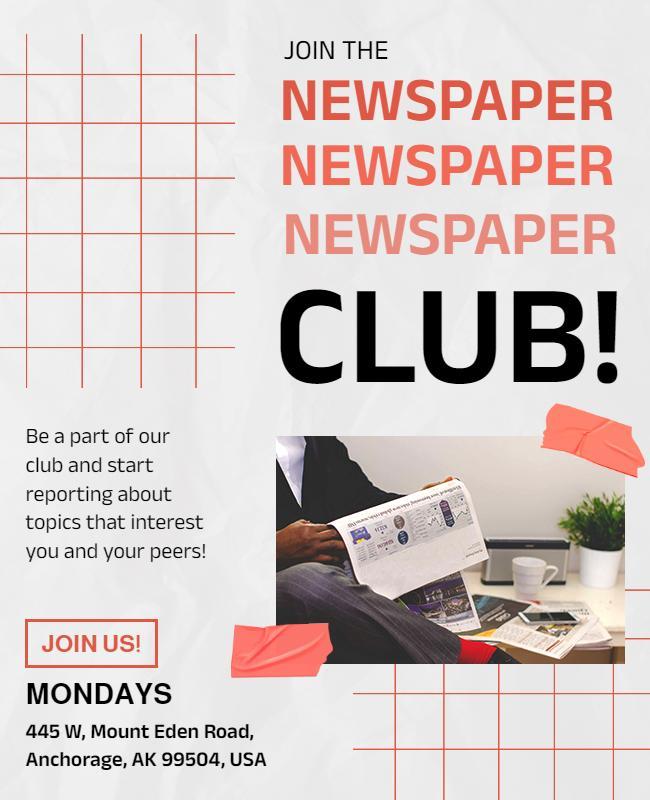 School Newspaper Club Meeting Flyer Template