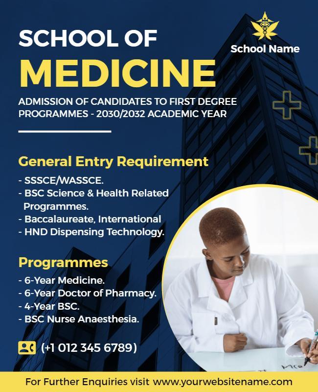 School Of Medicine Admission Flyer Template