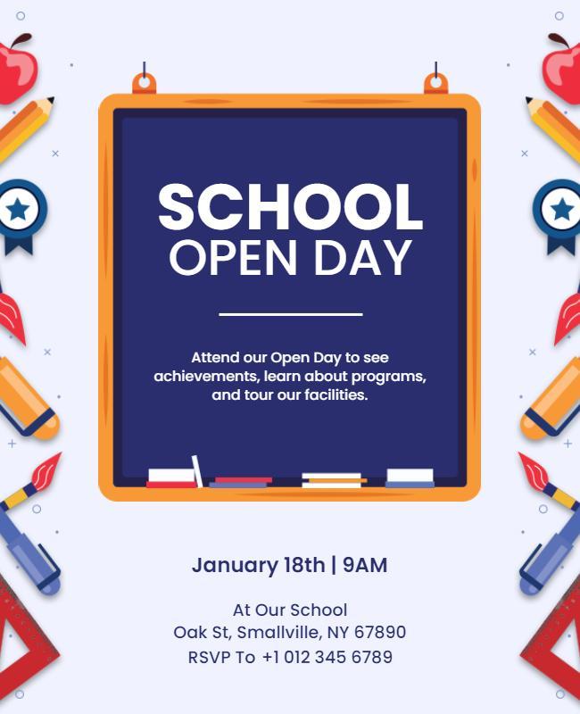 School Open Day Invitation Flyer Template