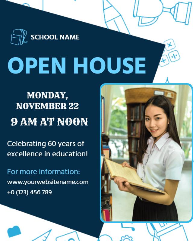 Modern Blue Open House Educational Event Flyer Template