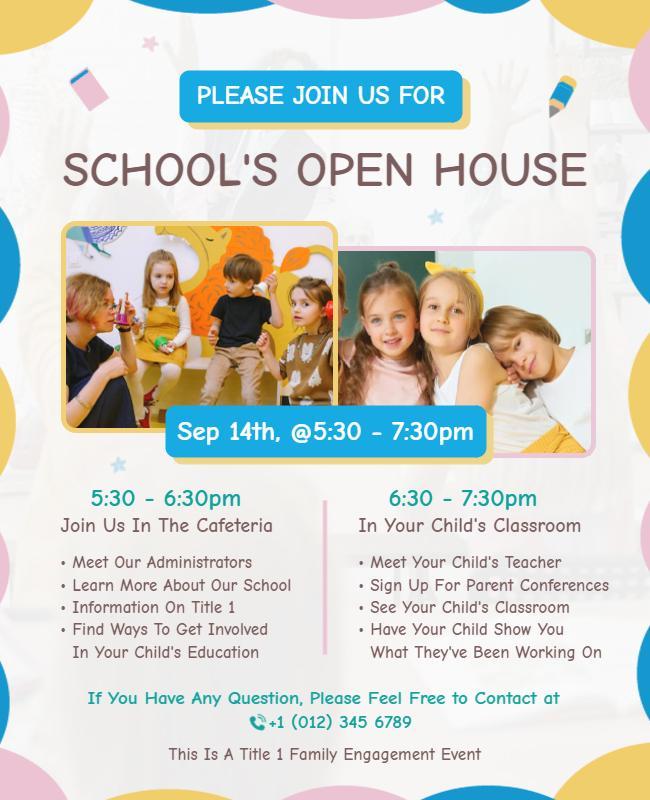 School Open House Event Invitation Flyer Template