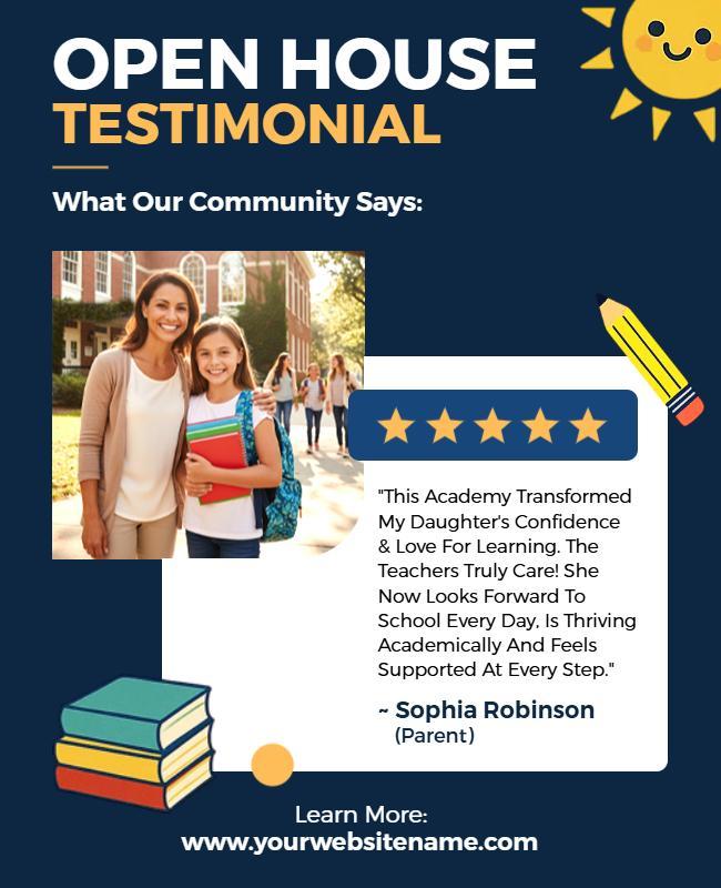 School Open House Testimonial Flyer Template