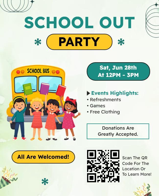School Out Celebration Party Flyer Template