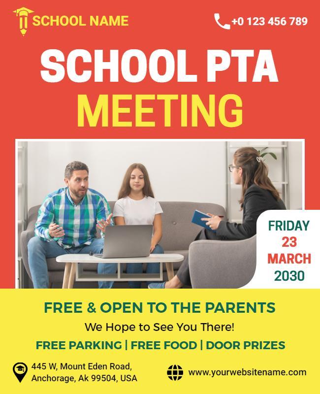 School Parent Teacher Association Meeting Flyer Template