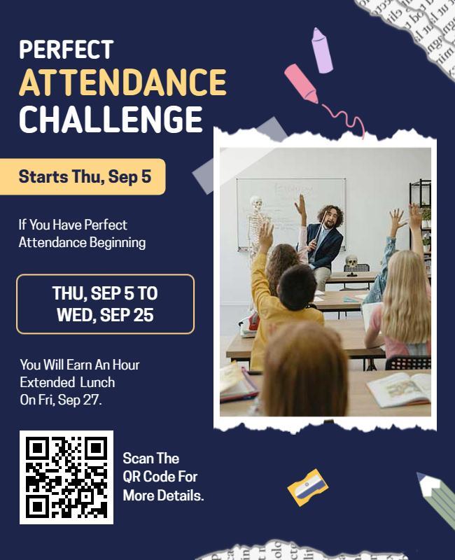 School Perfect Attendance Challenge Flyer Template