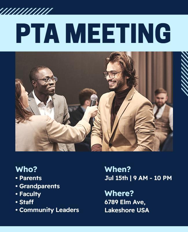 School Pta Community Meeting Flyer Template