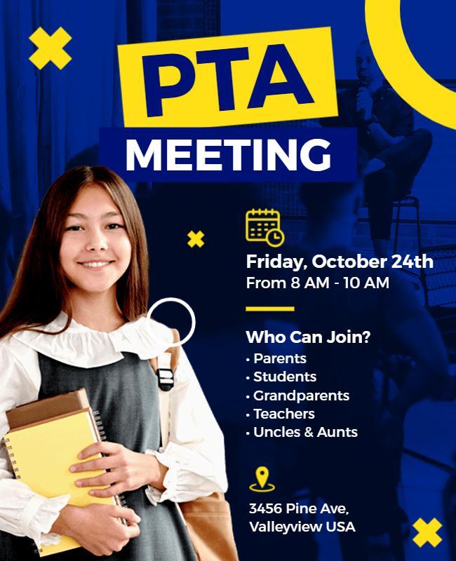 School Pta Meeting Announcement Flyer Template