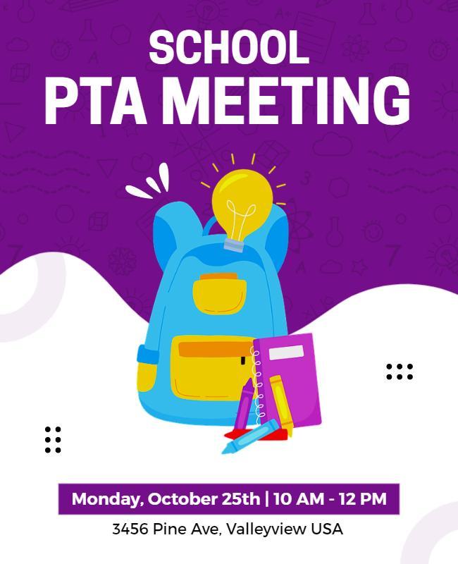 Colorful Back-to-School PTA Meeting Announcement Flyer Template