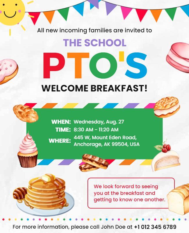 School Pto Welcome Breakfast Event Flyer Template