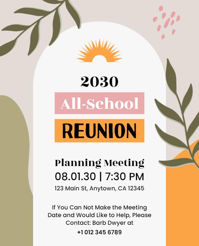 School Reunion Planning Meeting Flyer Template