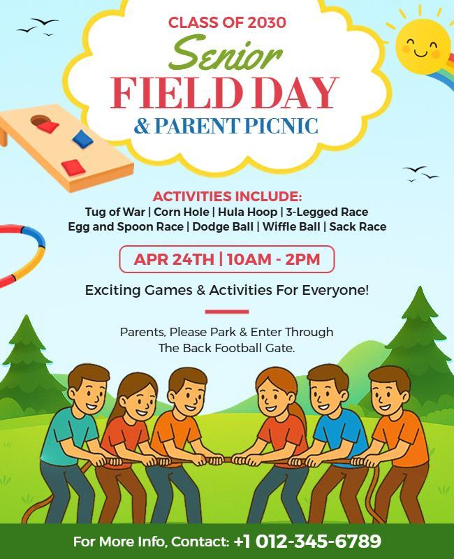 School Senior Class Field Day Celebration Flyer Template