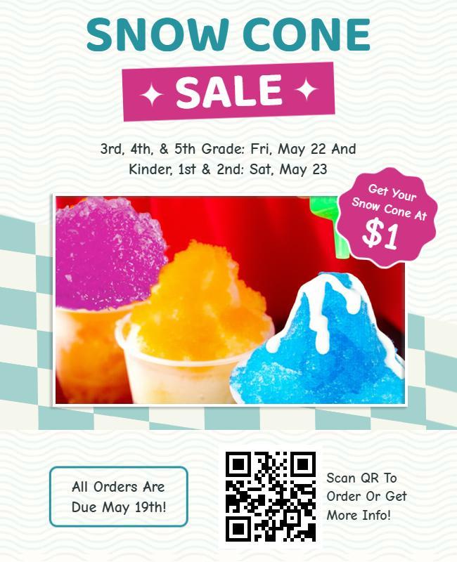 School Snow Cone Sale Event Flyer Template