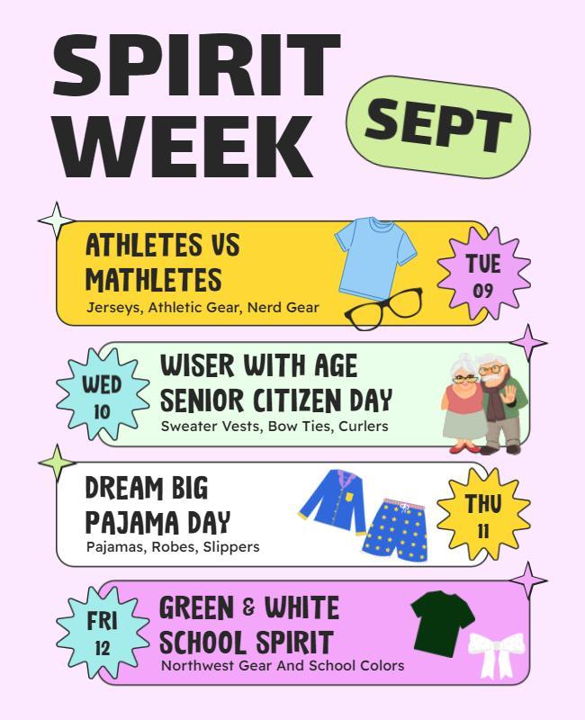 Colorful Playful Spirit Week Event Flyer Template