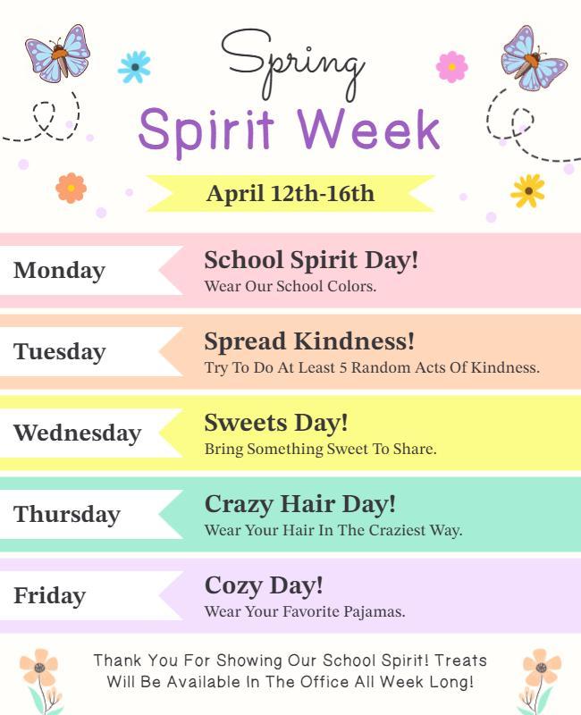 School Spirit Week Event Flyer Template