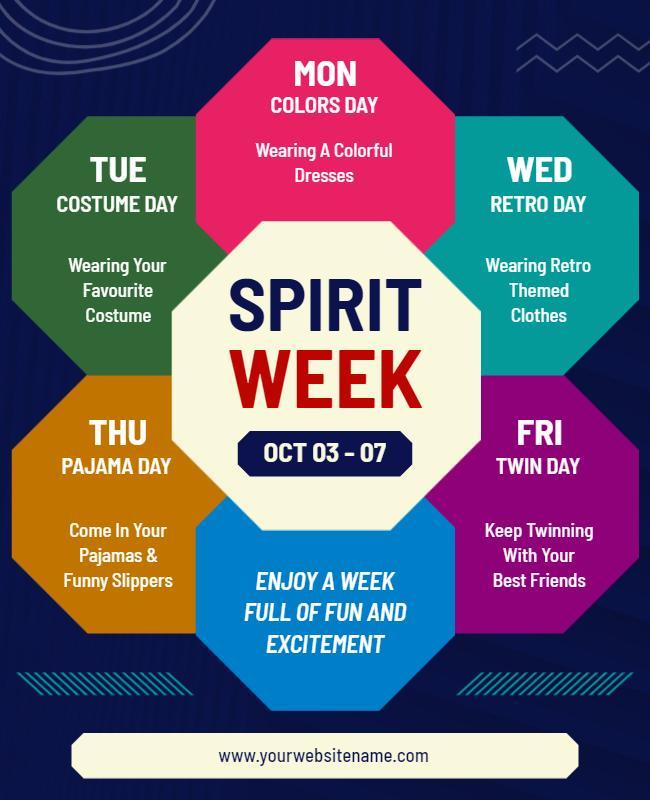 Colorful Geometric Spirit Week Celebration Flyer Template