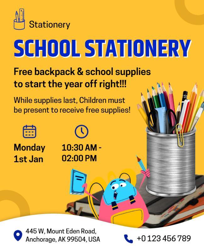 School Stationery Giveaway Event Flyer Template