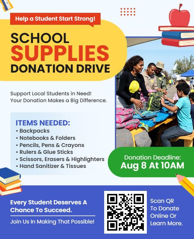 School Supplies Donation Drive Flyer Template