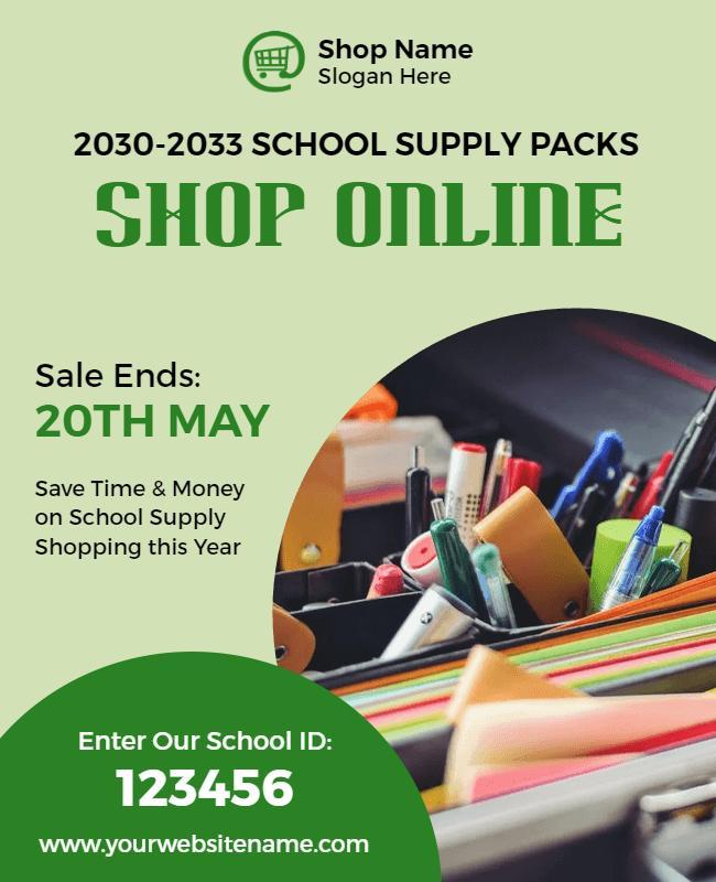 School Supply Packs Online Shopping Flyer Template