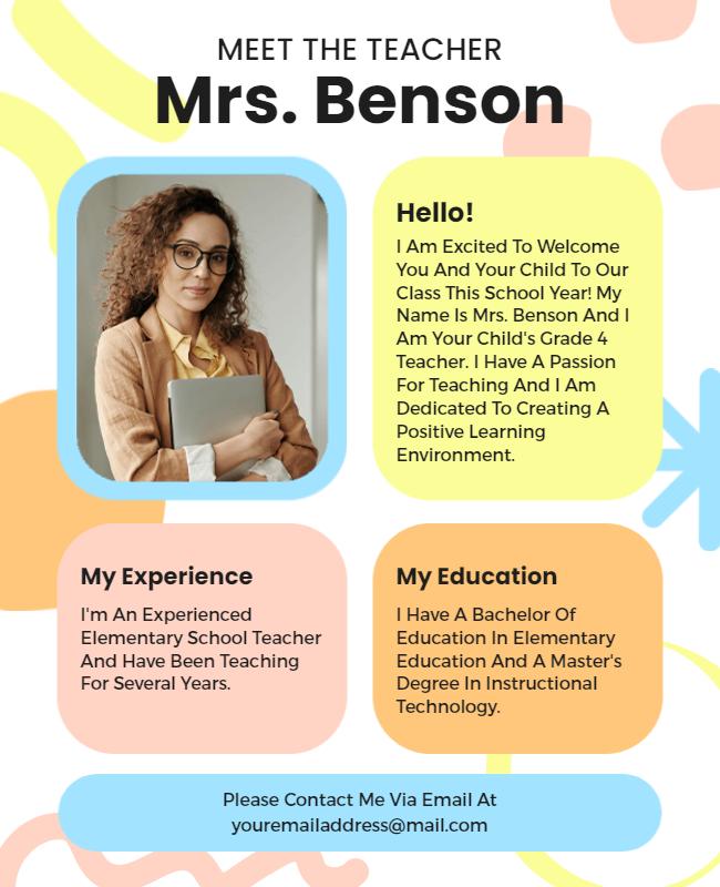 School Teacher Introduction Flyer Template