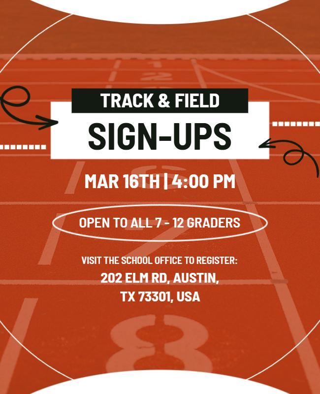 School Track and Field Sign-up Flyer Template