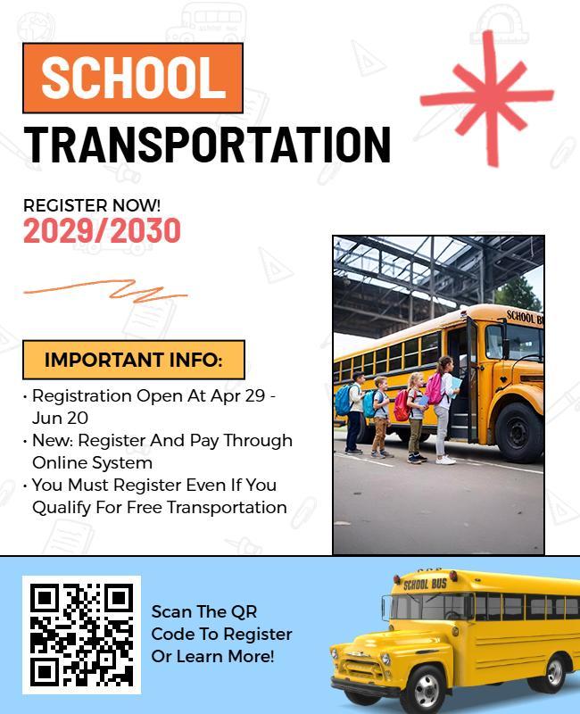 School Transportation Services Registration Flyer Template
