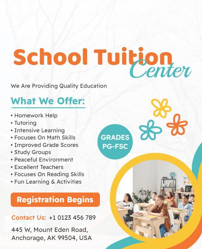 School Tuition Center Enrollment Flyer Template