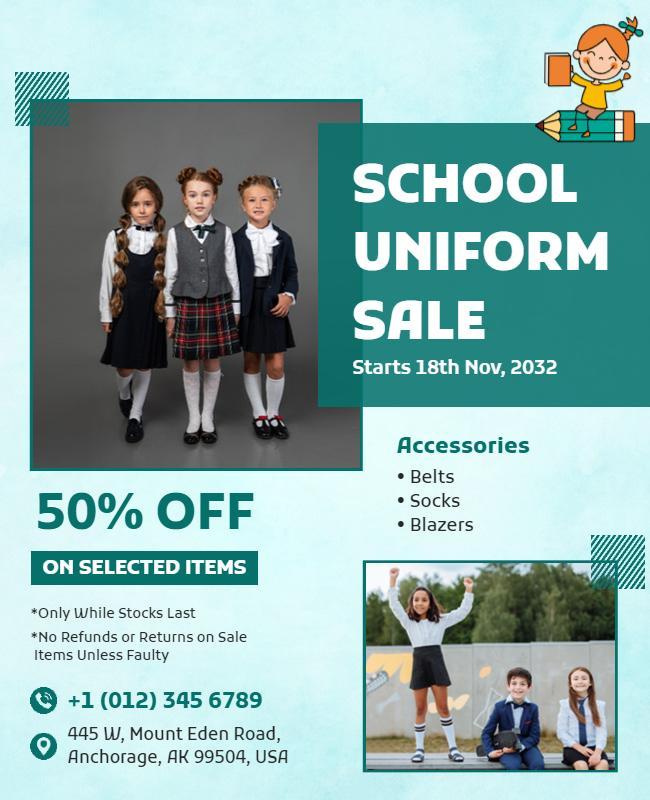 School Uniform Discount Sale Event Flyer Template