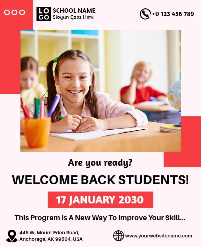 Bright and Cheerful Welcome Back to School Flyer Template