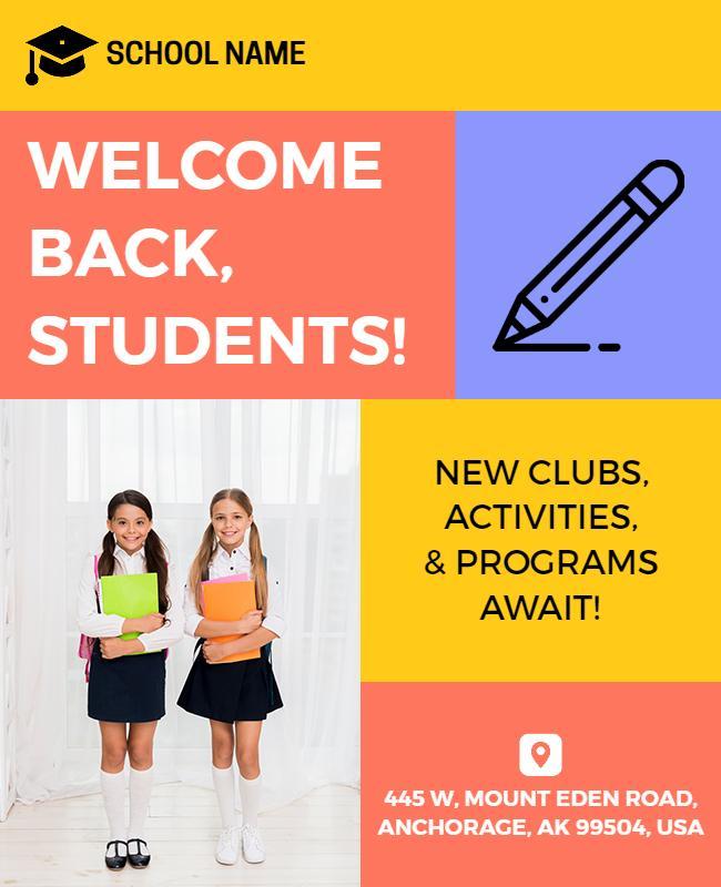 School Welcome Back Students Flyer Template