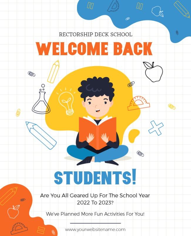 Colorful Playful Welcome Back School Students Flyer Template