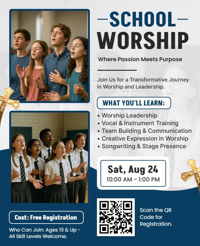 School Worship Leadership Training Flyer Template
