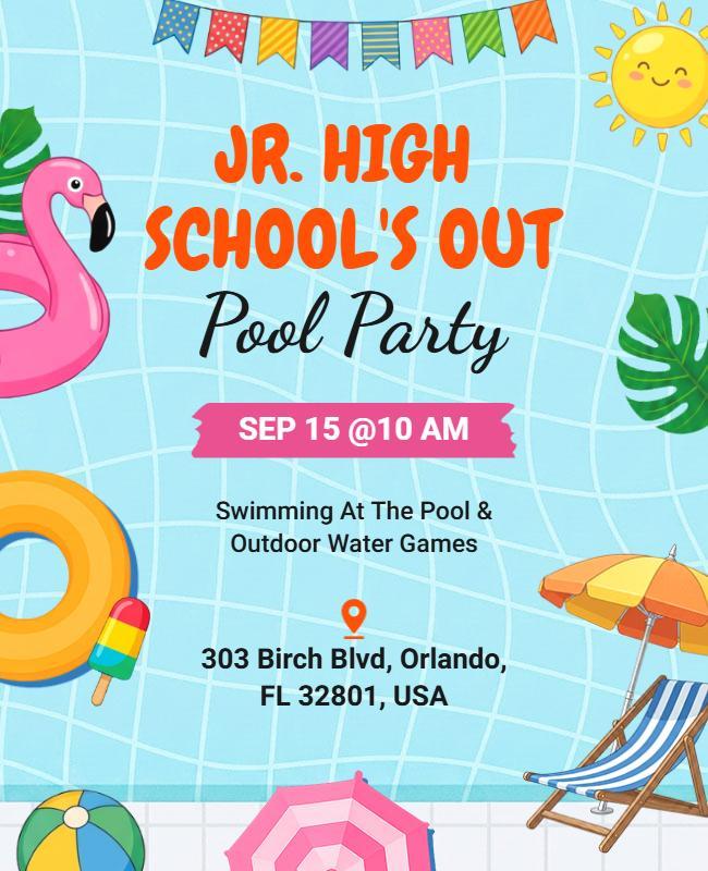 School's Out Summer Pool Party Flyer Template