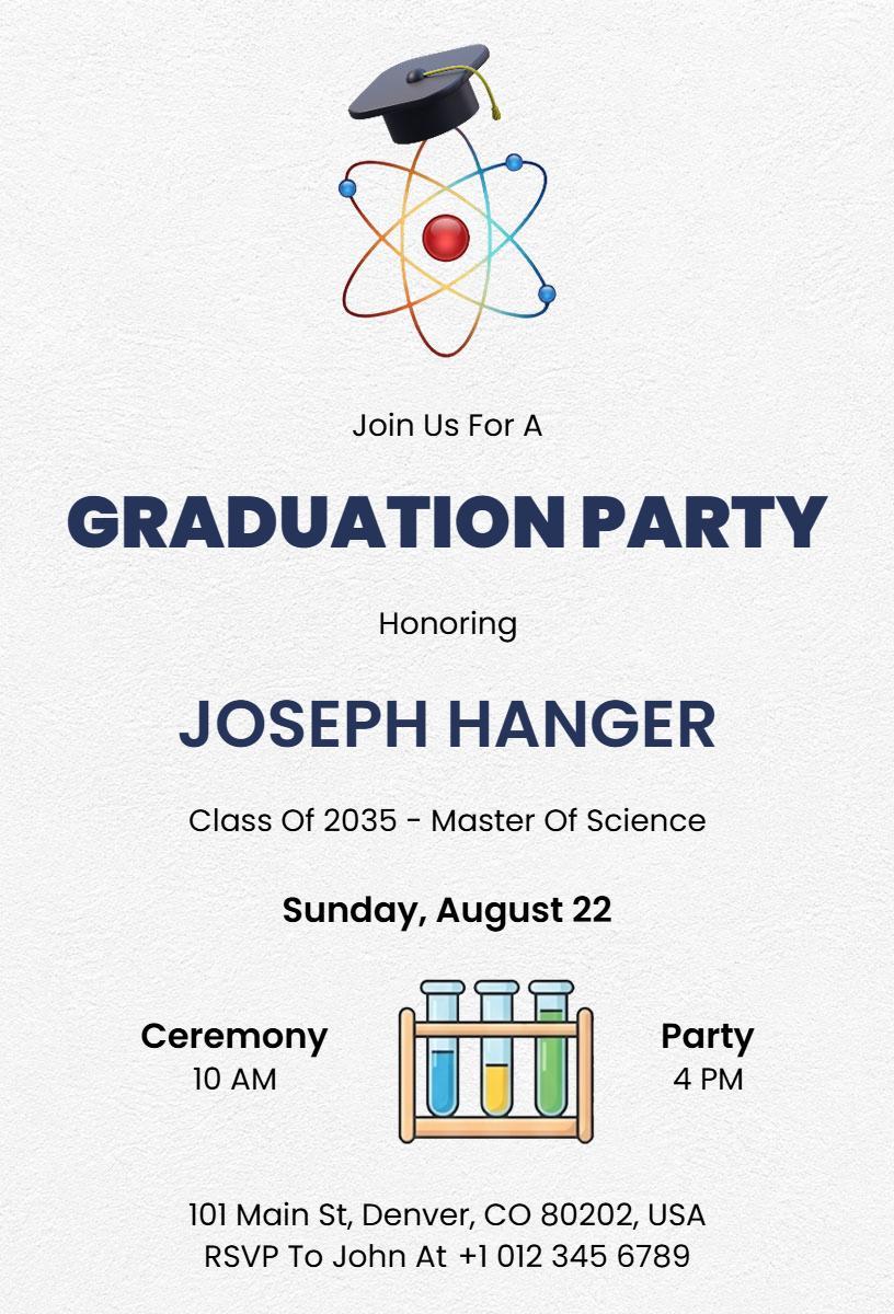 Science Honors Graduation Celebration Party Invitation Template