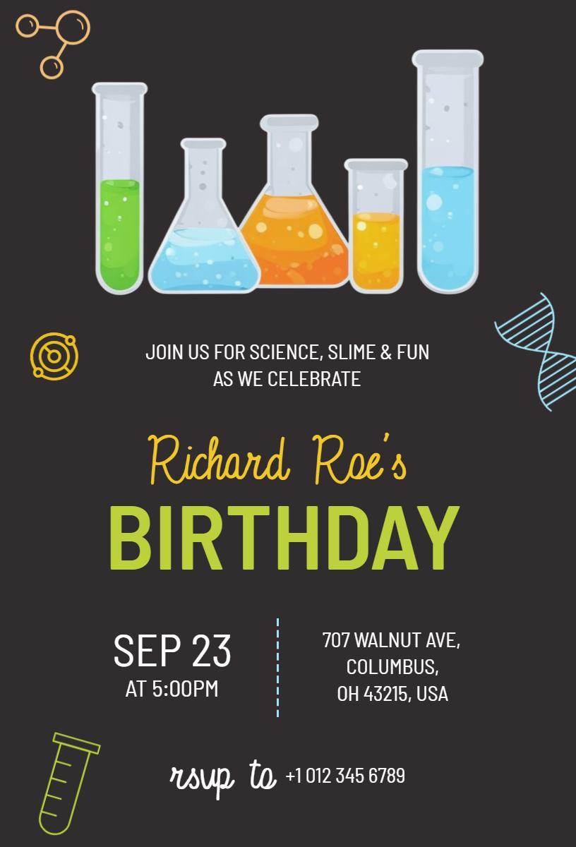 Science Slime Birthday Celebration Invitation Template