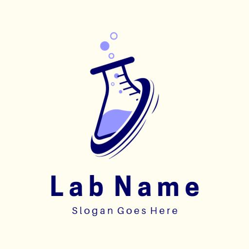 Scientific Innovation with Blue Laboratory Flask Design Logo Template