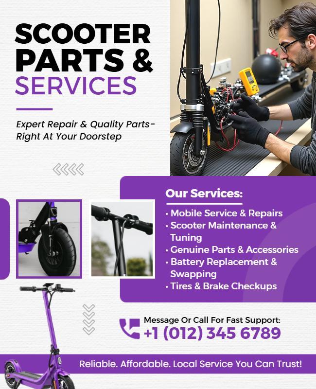 Scooter Parts and Services Flyer Template