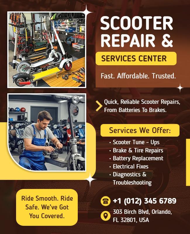 Scooter Repair Service Center Flyer Template