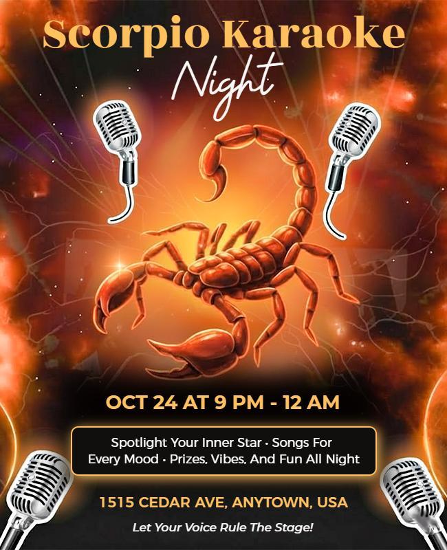 Scorpio Karaoke Night Event Flyer Template