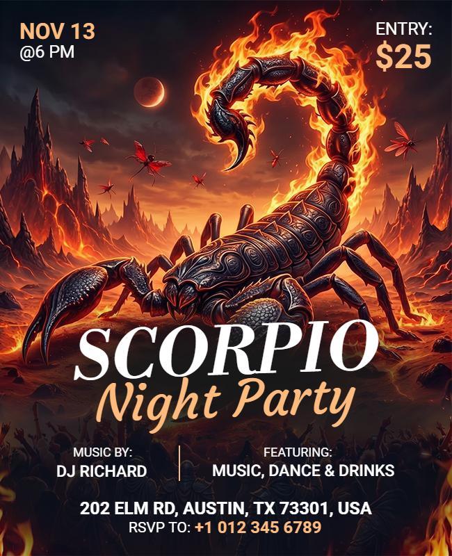 Scorpio Night Party Flyer Template