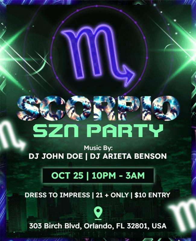 Scorpio SZN Party Event Flyer Template