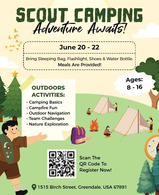 Scout Camping Adventure with Forest Theme Flyer Template
